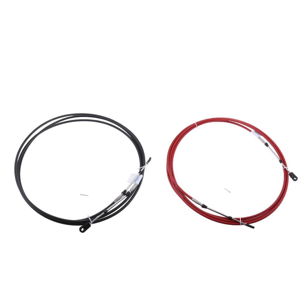 2Pcs 14Ft Throttle Shift Control Cable for Yamaha Outboard Red & Black