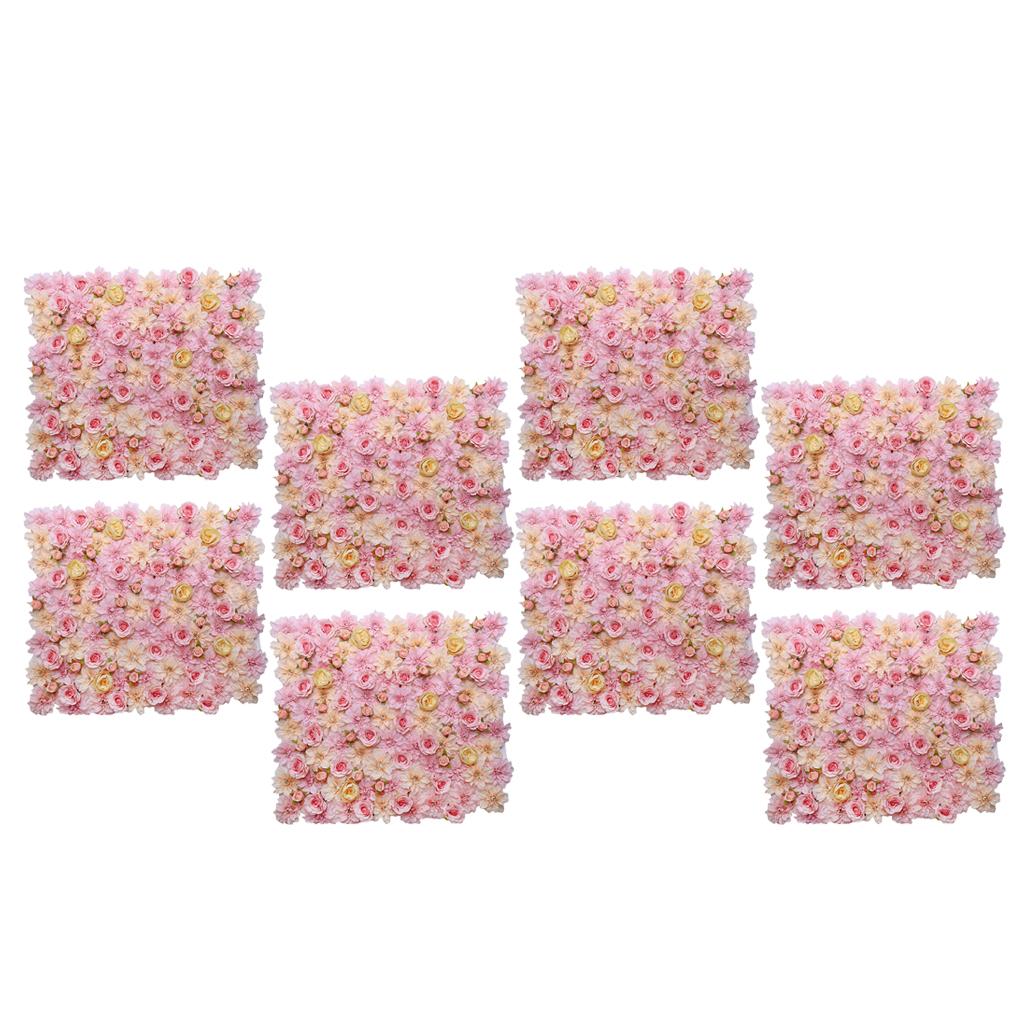8pcs Artificial Flower Wall Panels Wedding Venue Decor Pink Champagne