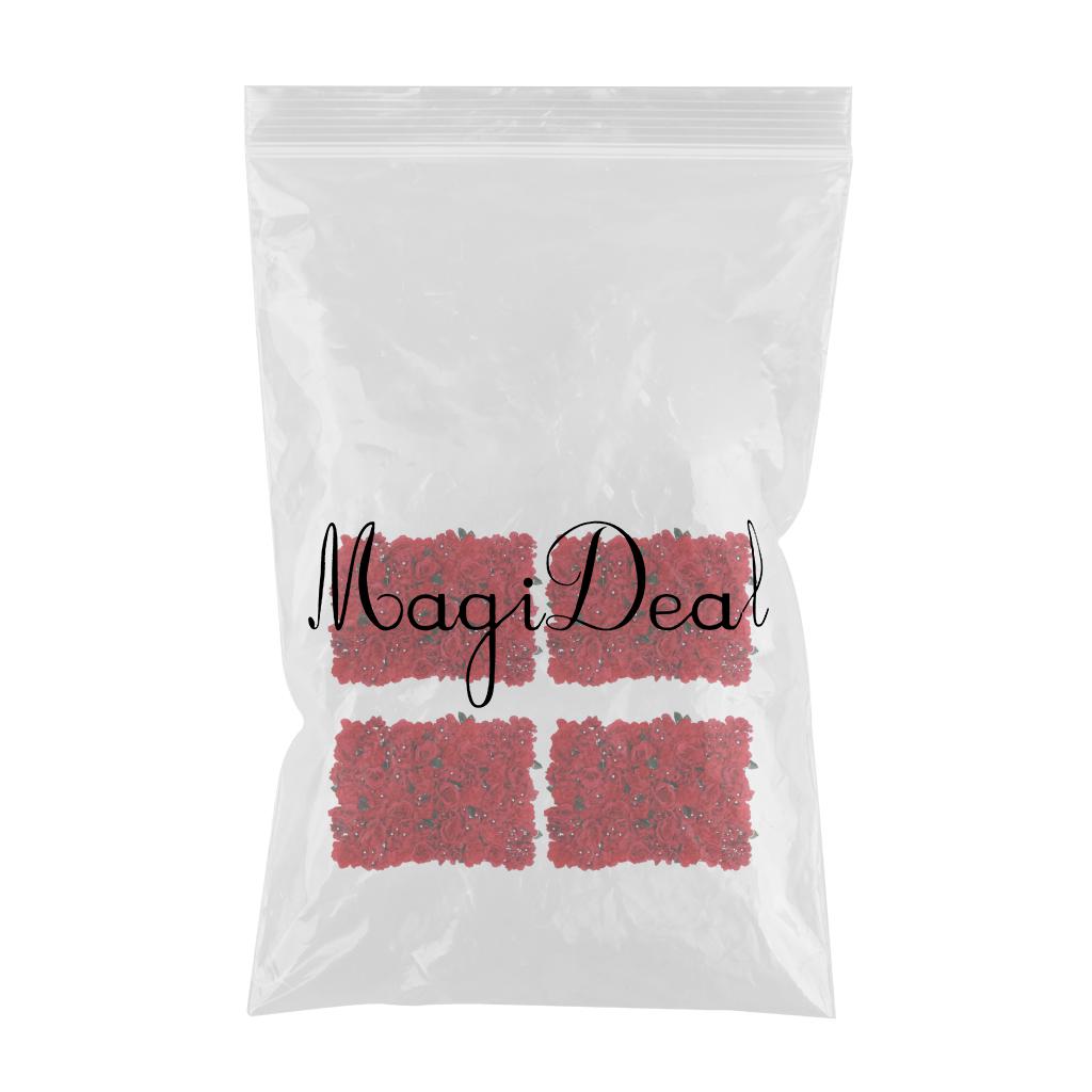 4pcs Artificial Flower Wall Wedding Venue Flower Pillar Main Road Decor Red