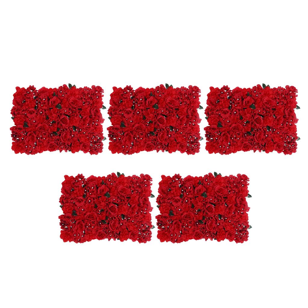 5pcs Artificial Flower Wall Wedding Venue Flower Pillar Main Road Decor Red