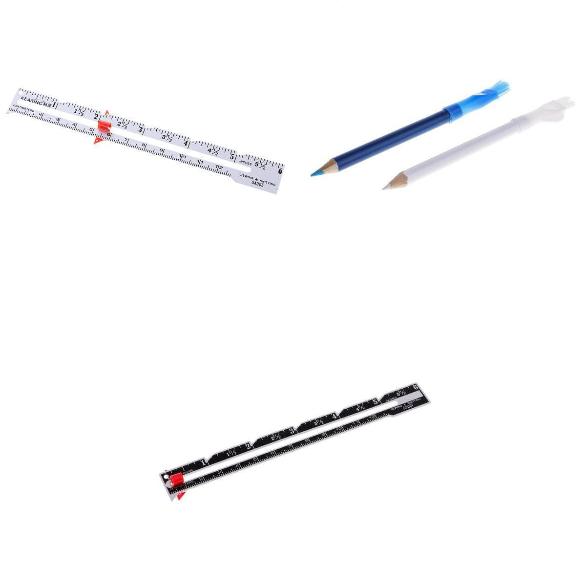 2Pcs Tailors Chalk Pen Pencil Sewing Dressmakers Tool+ 2Pcs Sewing Gauges