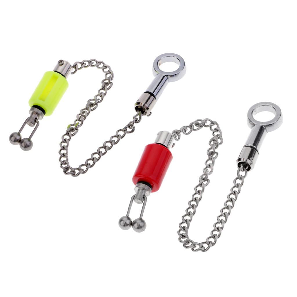 2pcs Chain Indicators Carp Fishing Bite Alarm Indicators Bobbin Red & Yellow