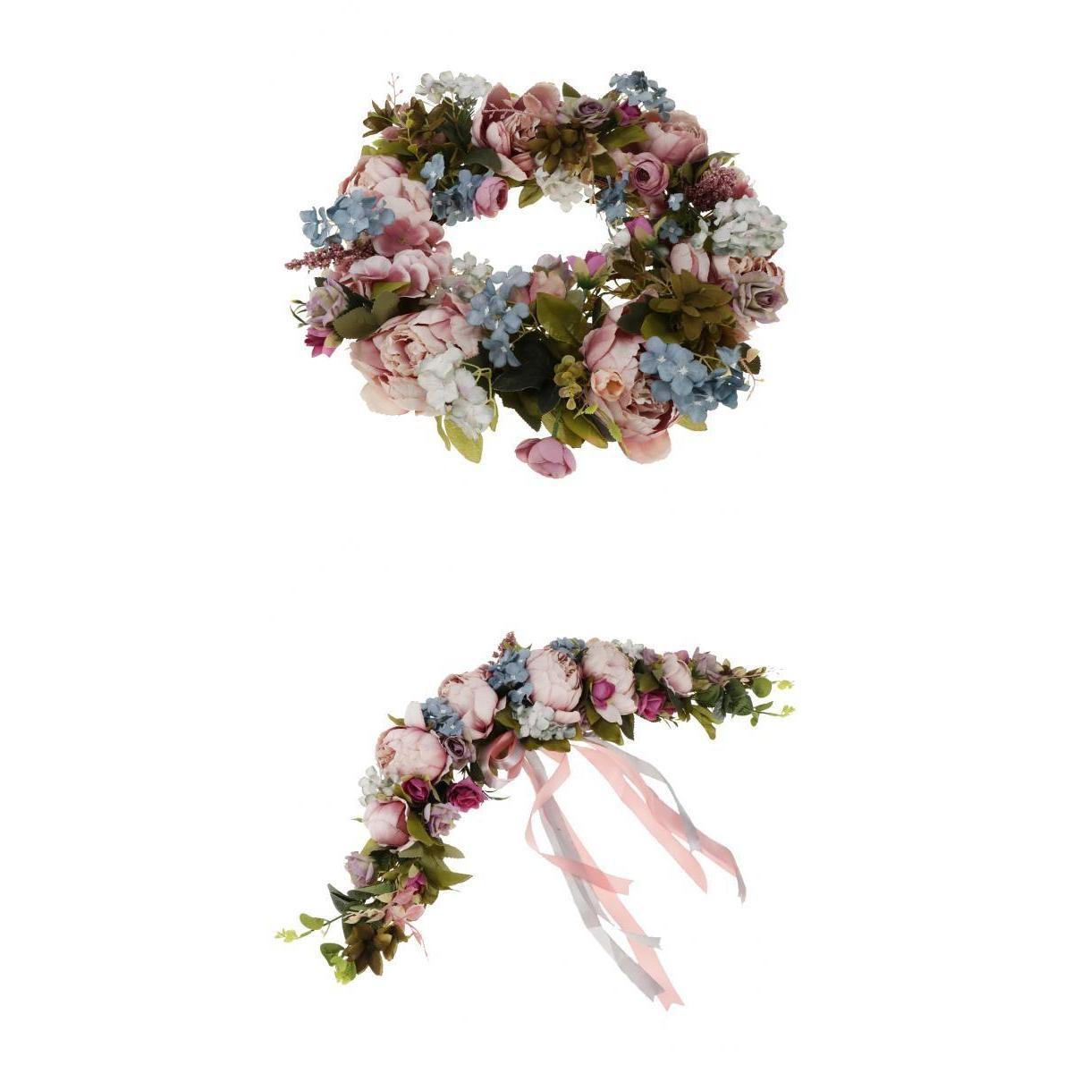 2pcs Set Artificial Silk Flower Wreath Lintel Floriation Door Home Decor