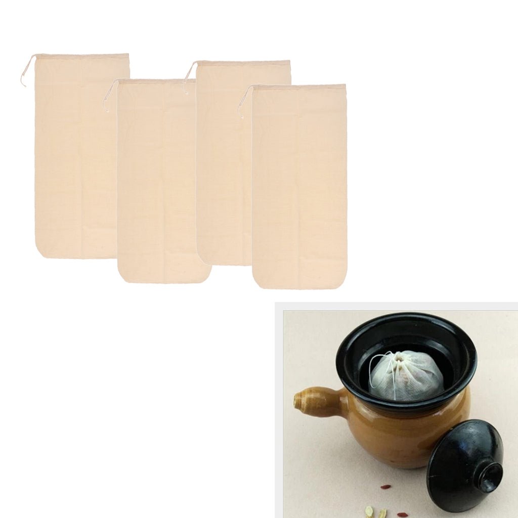 4 Pcs Milk Coffee Juice Reusable Cotton Mesh Strainer Filter Bag 30x60cm