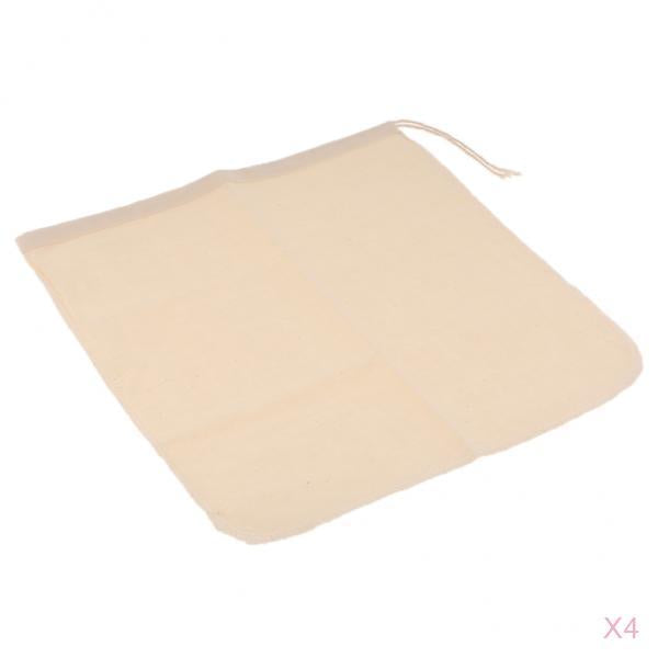 4 Pcs Milk Coffee Juice Reusable Cotton Mesh Strainer Filter Bag 30x30cm
