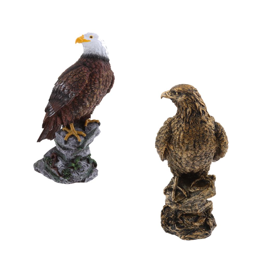 2Pieces Simulation Eagle Figurine Model Outdoor Garden Lawn Ornament