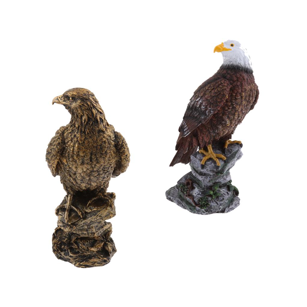 2Pieces Simulation Eagle Figurine Model Outdoor Garden Lawn Ornament