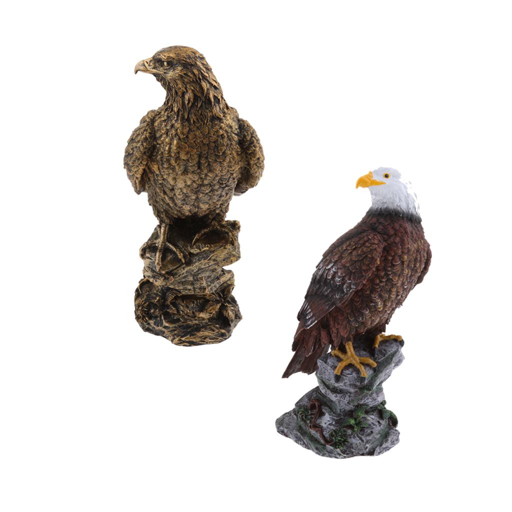 2Pieces Simulation Eagle Figurine Model Outdoor Garden Lawn Ornament