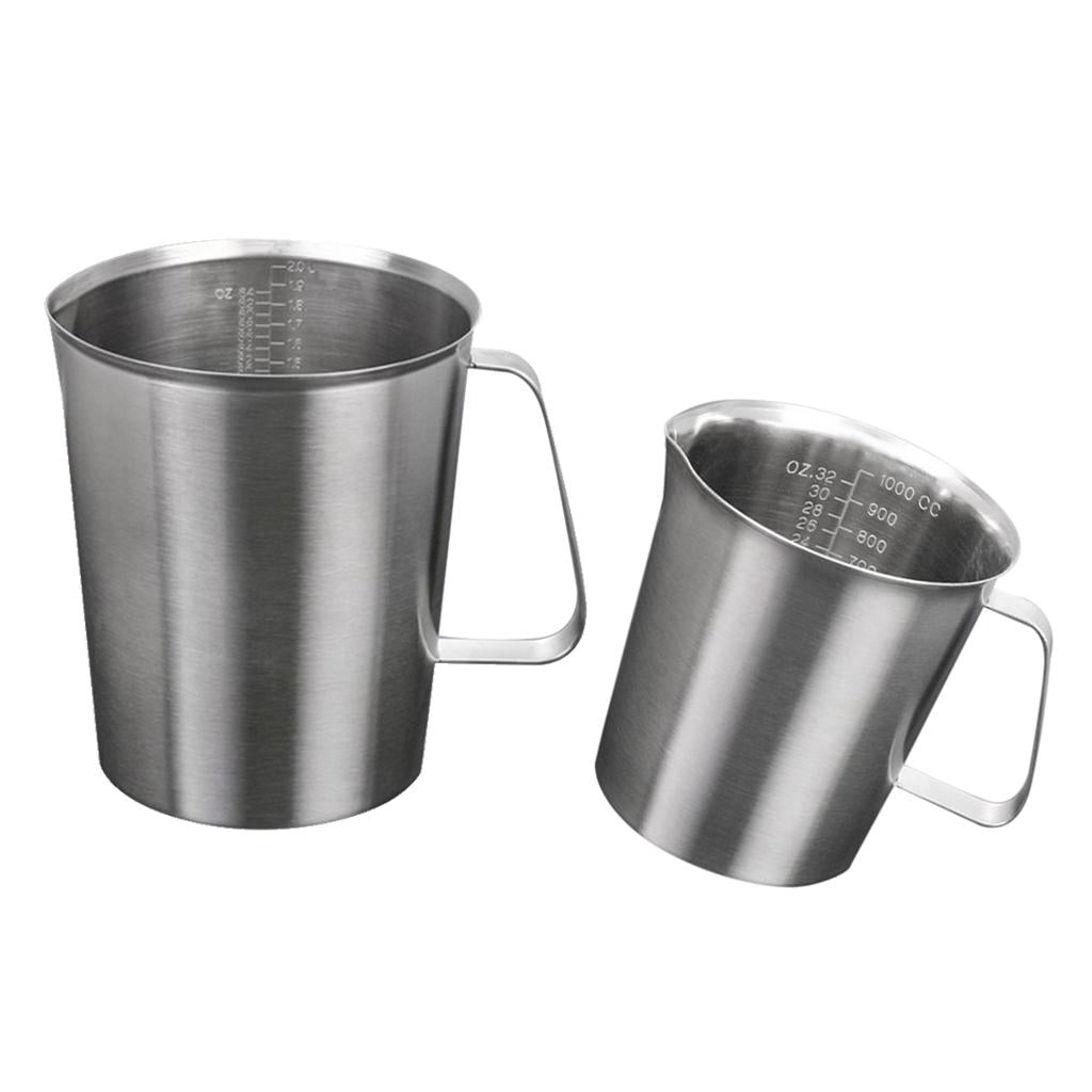 2x Stainless Steel Beer Camping Mugs Measuring Coffee Cup for Travel