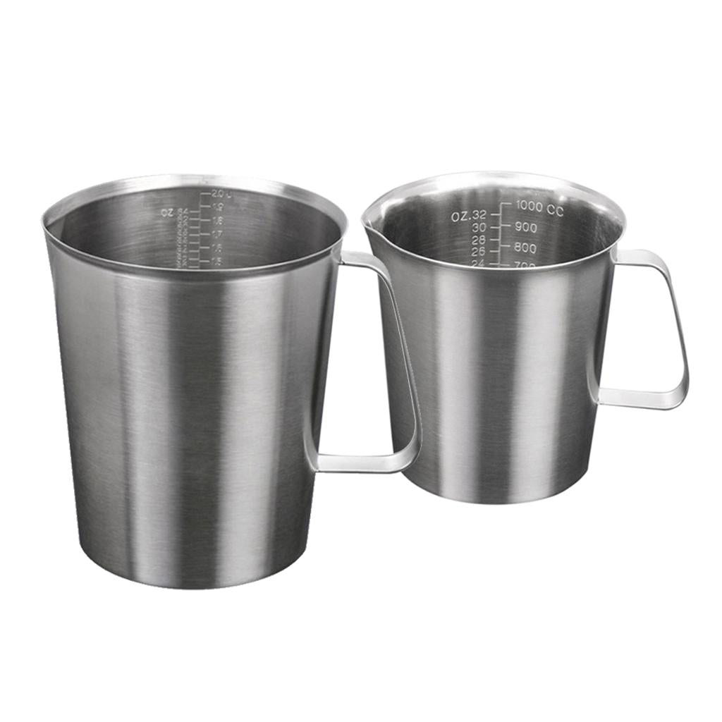 2x Stainless Steel Beer Camping Mugs Measuring Coffee Cup for Travel