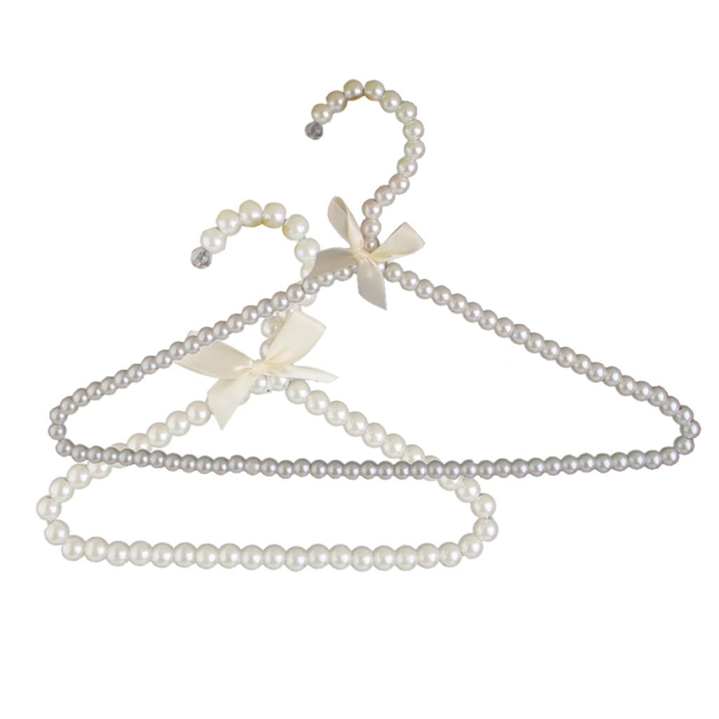 2x Iron Clothes Hanger Skirts Trousers Hooks Swan Shape Hanger White Bowknot