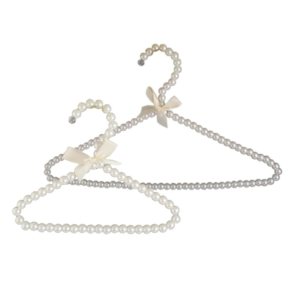 2x Iron Clothes Hanger Skirts Trousers Hooks Swan Shape Hanger White Bowknot