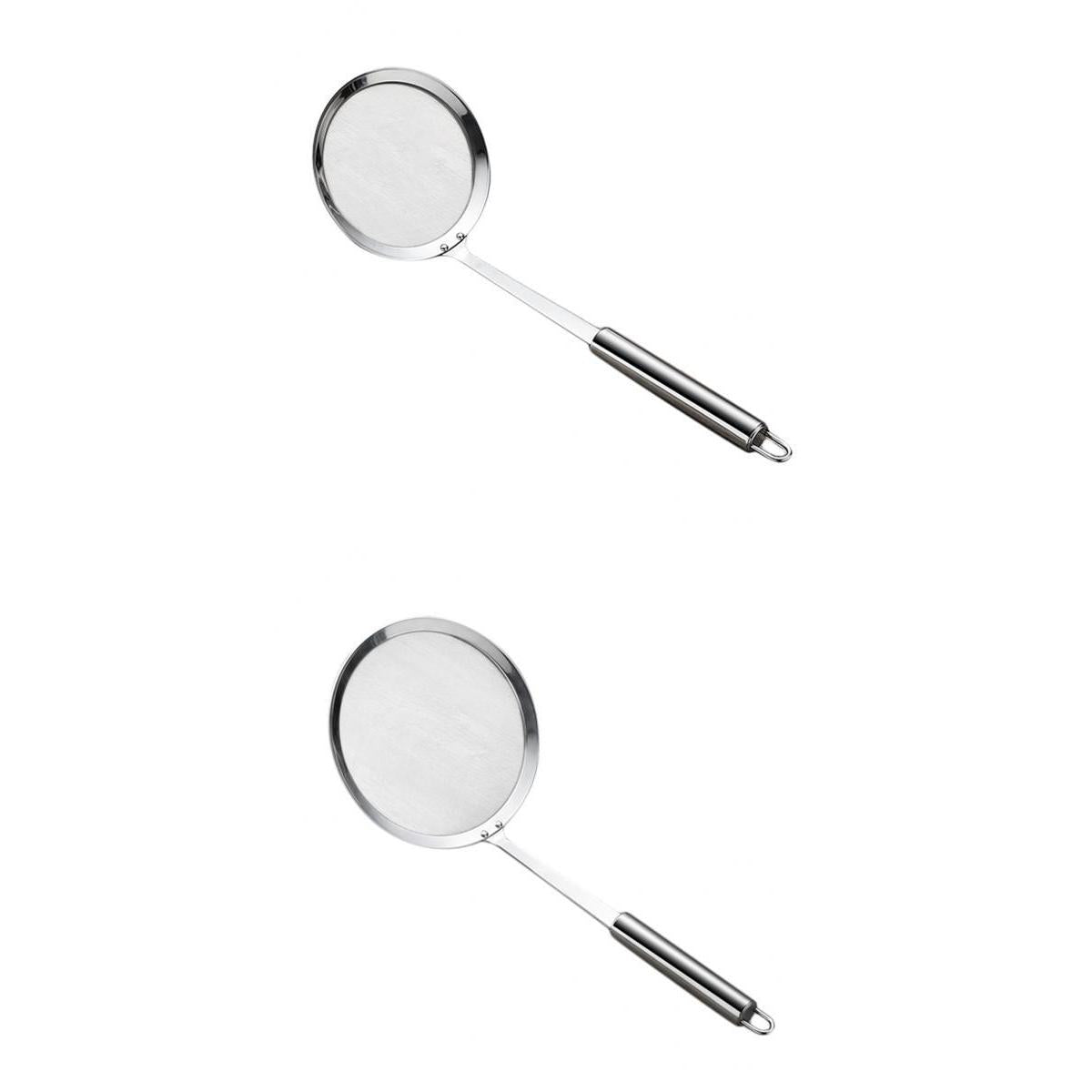 2x Stainless Steel Oil Filter Spoon Hot Pot Skimmer Frying Spoon 16cm+12cm