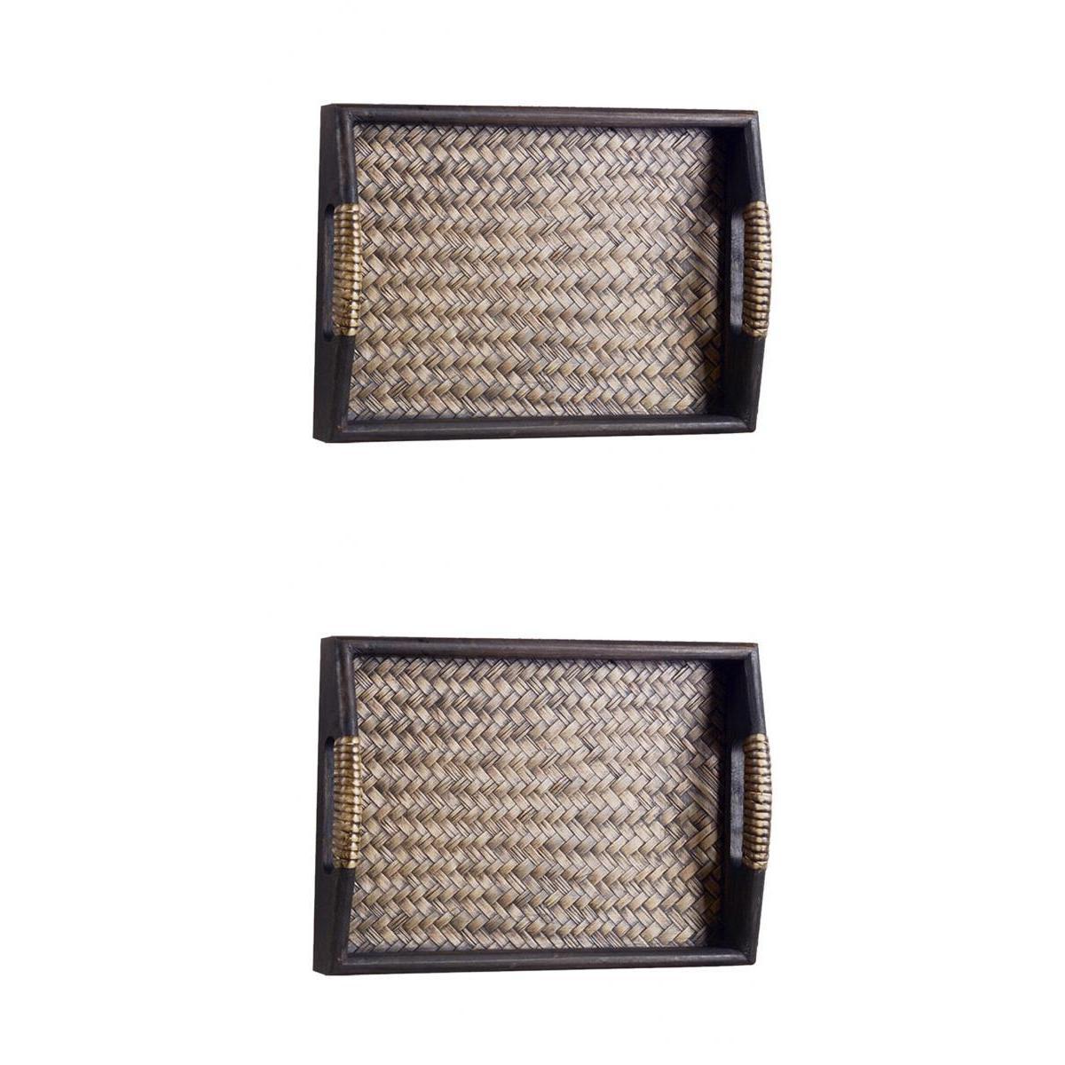 2x Wood Serving Bed Tray Handles Breakfast Tea Pan Carry Serving With Handle