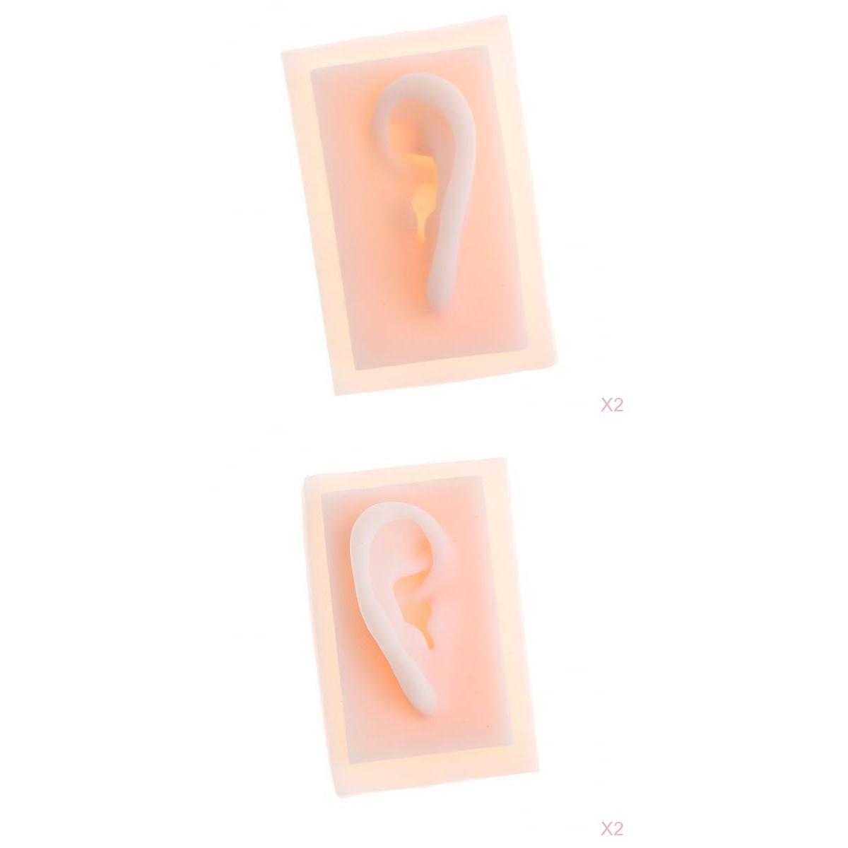 2 Pairs 1:1 Lifesize Silicone Human Acupuncture Ear Model Study Kit