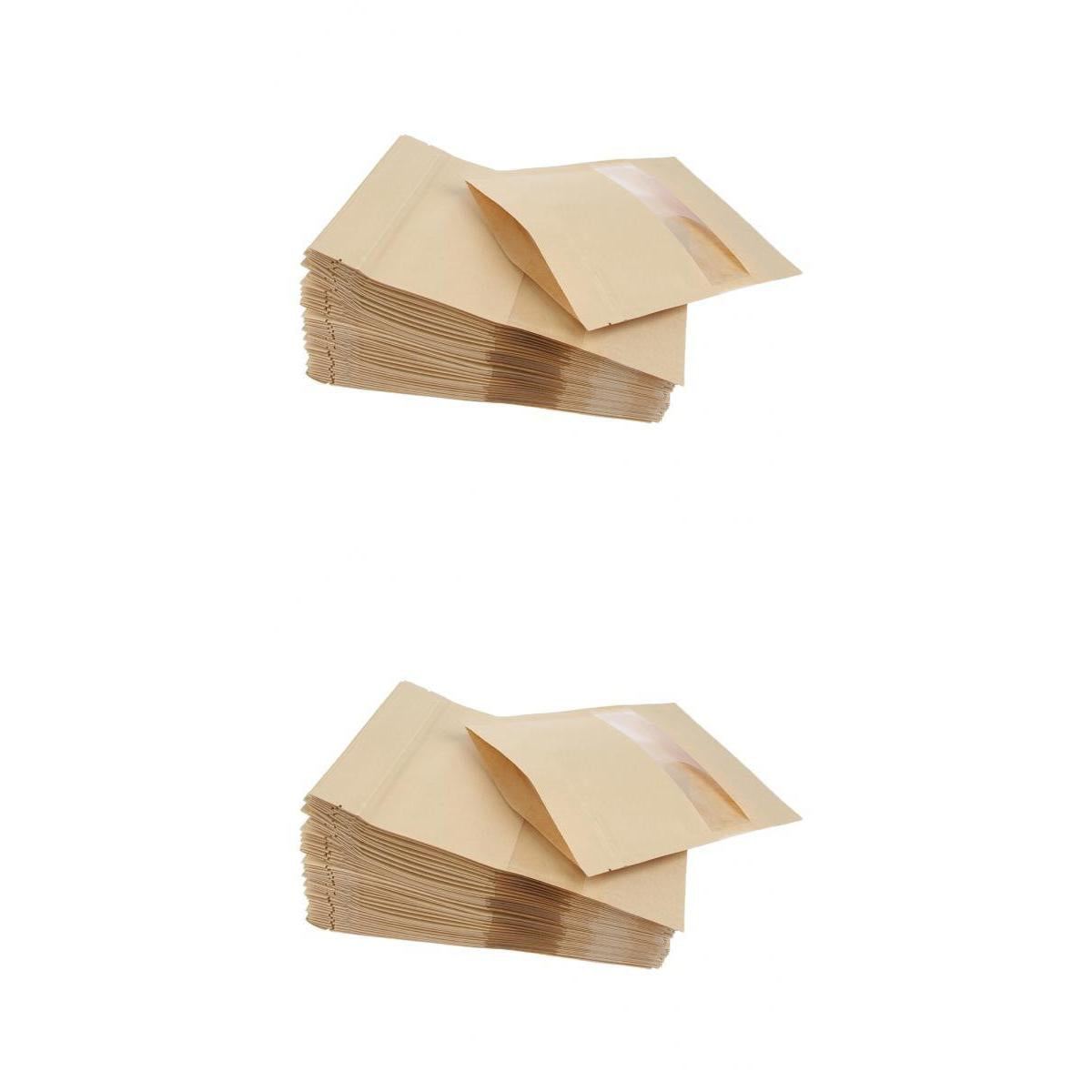 100x Kraft Paper Bags Stand Up Pouch Food Packaging 12x20+4&14x20+4