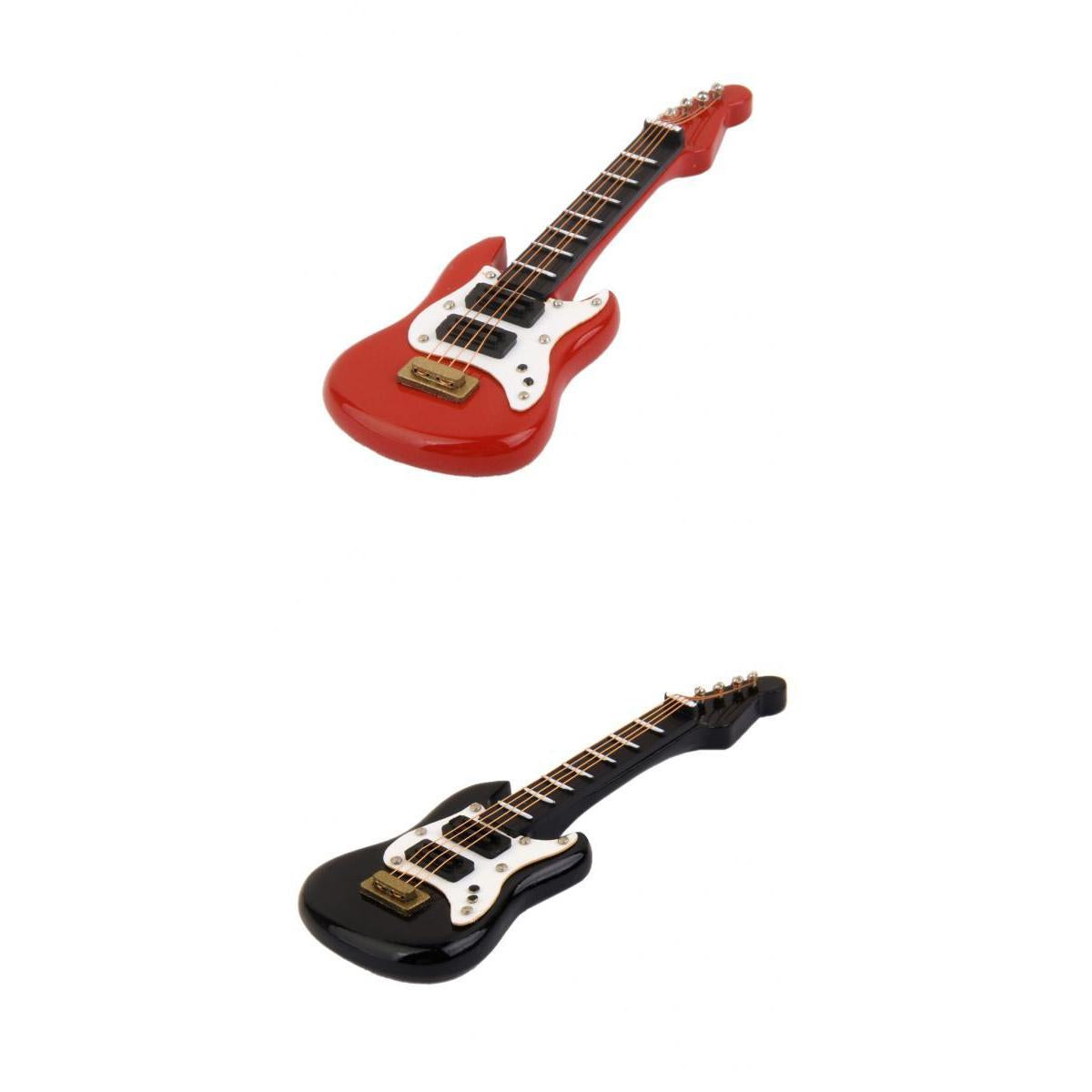 2 Pieces Wooden Guitar Music Instrument 1/12 Dollhouse Miniature Decoration