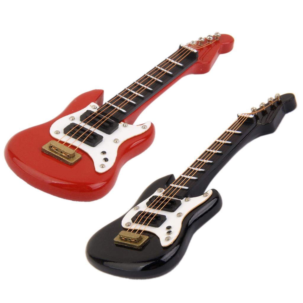 2 Pieces Wooden Guitar Music Instrument 1/12 Dollhouse Miniature Decoration