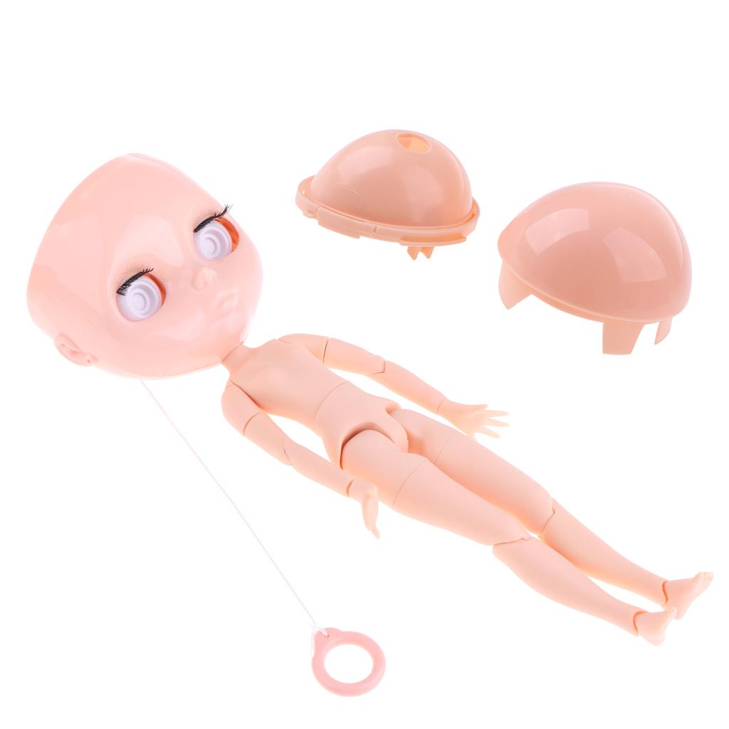 19 Joints Nude Body Parts & Head Scalp Shell Kit for 1/6 RBL Neo Blythe Doll