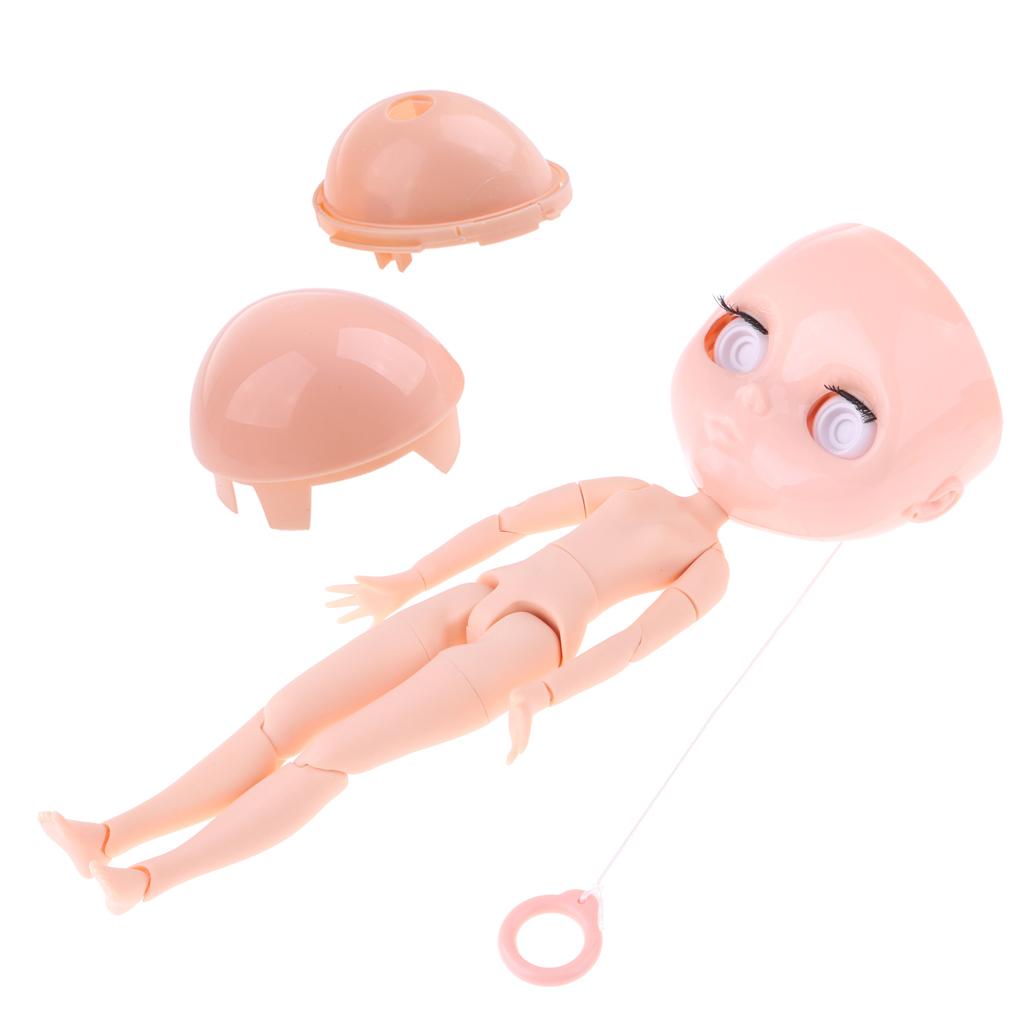 19 Joints Nude Body Parts & Head Scalp Shell Kit for 1/6 RBL Neo Blythe Doll