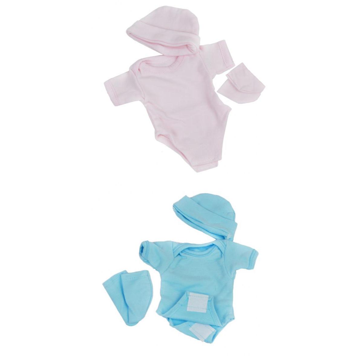 2Pcs Romper Jumpsuit Socks Hat Set for 10''-11'' Reborn Baby Girl Doll Accs