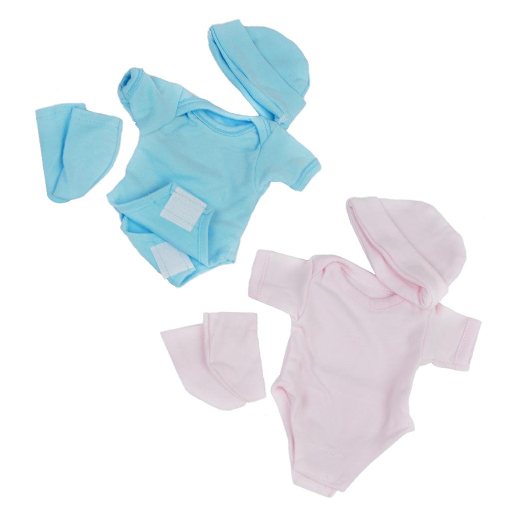 2Pcs Romper Jumpsuit Socks Hat Set for 10''-11'' Reborn Baby Girl Doll Accs