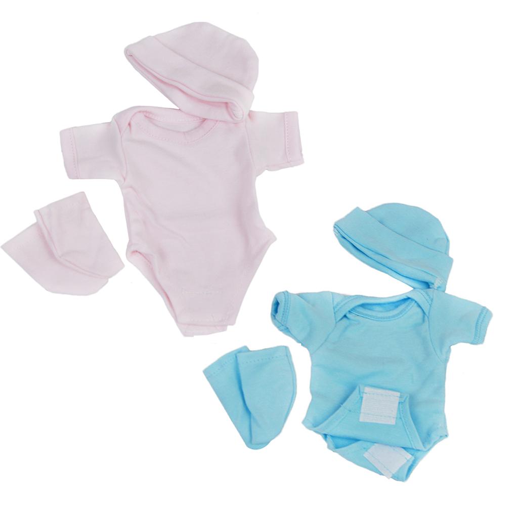 2Pcs Romper Jumpsuit Socks Hat Set for 10''-11'' Reborn Baby Girl Doll Accs