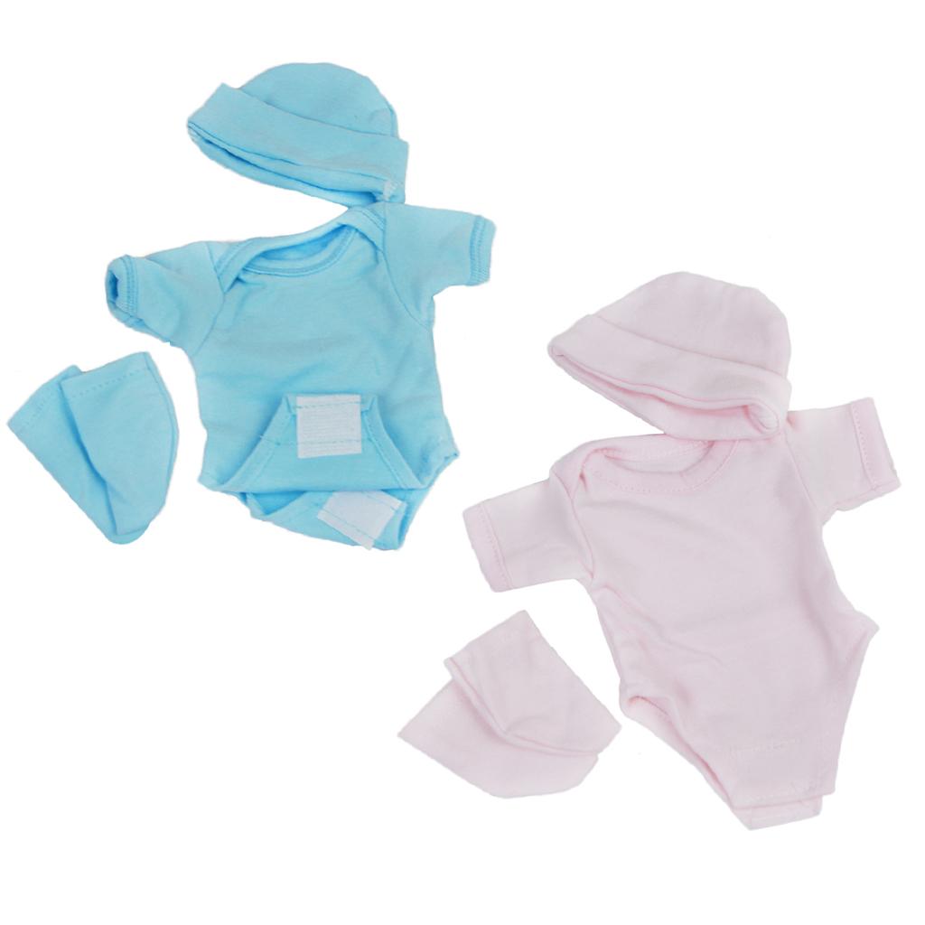 2Pcs Romper Jumpsuit Socks Hat Set for 10''-11'' Reborn Baby Girl Doll Accs