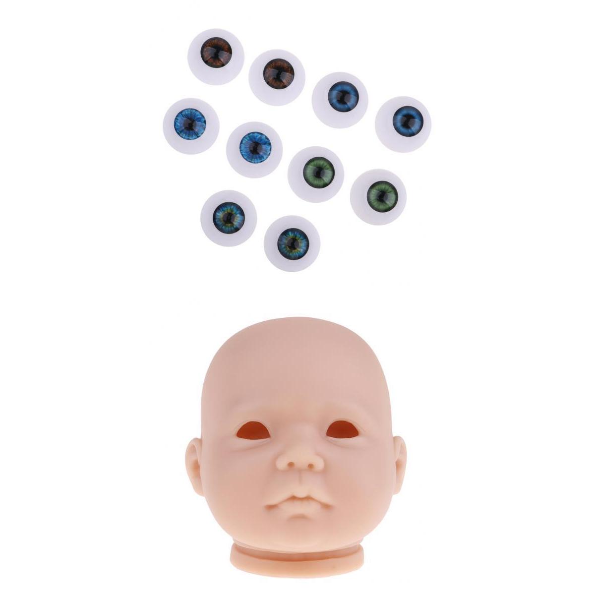 20inch Vinyl Unpainted Reborn Doll Head Mold Kits with Eyes DIY Making Accs