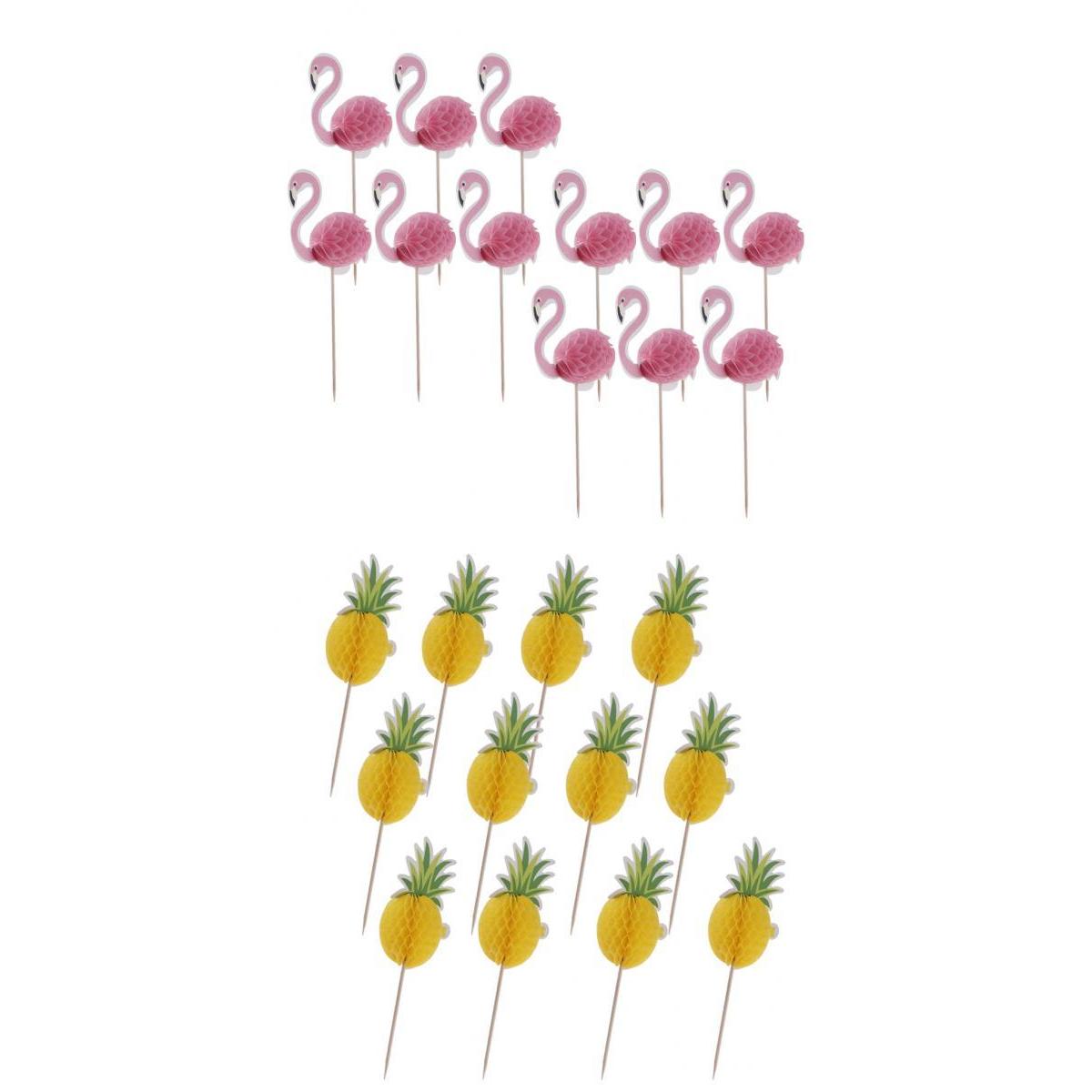 3D Fineapple Hawaiian Flamigo Cupcake Cake Topper Birthday Party Supplier