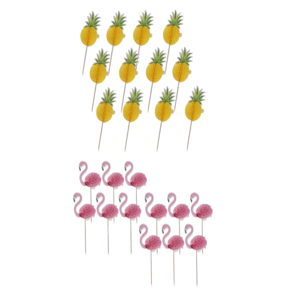 3D Fineapple Hawaiian Flamigo Cupcake Cake Topper Birthday Party Supplier