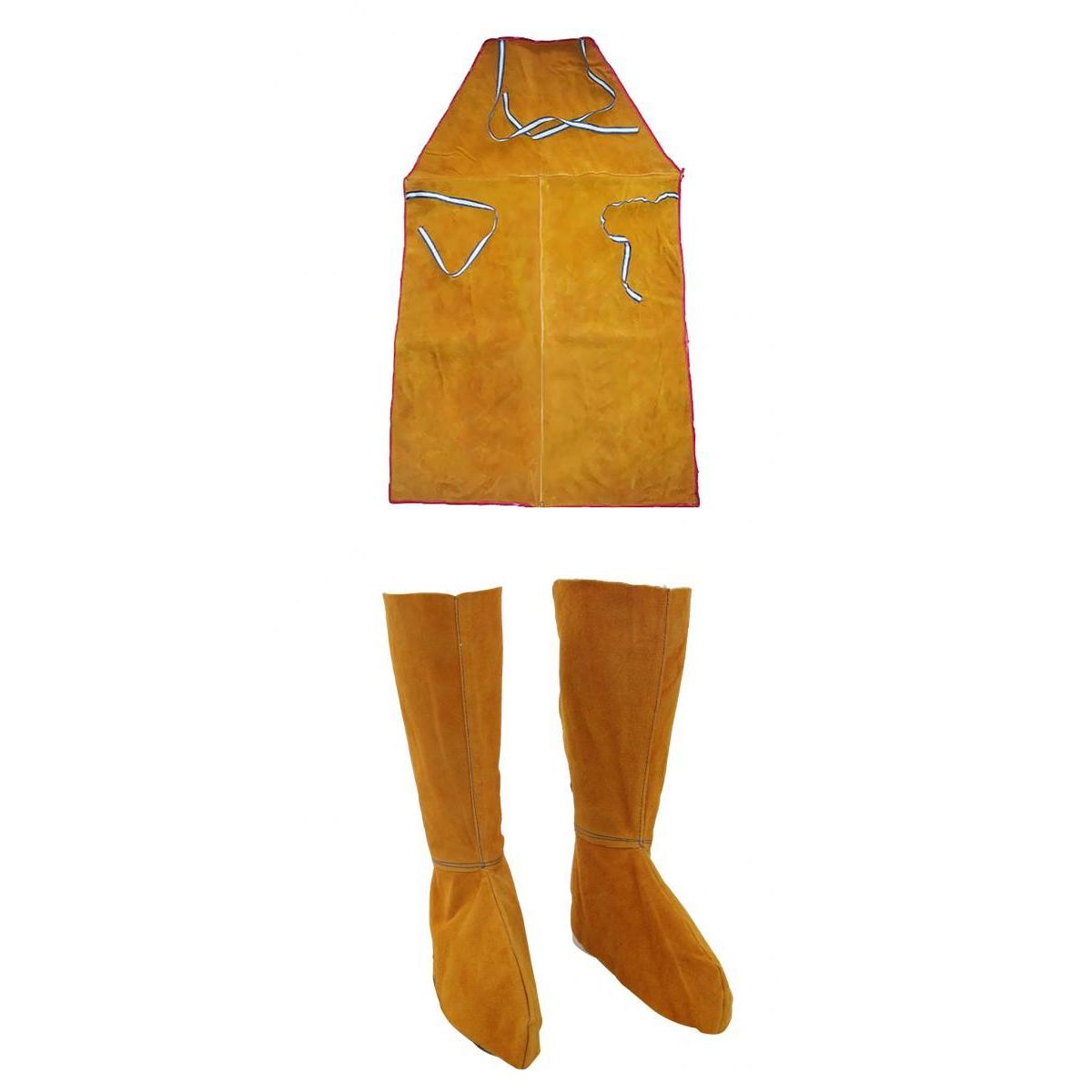 1 Pair Welding Protective Shoes Spats and 1 Peice Welding Apron