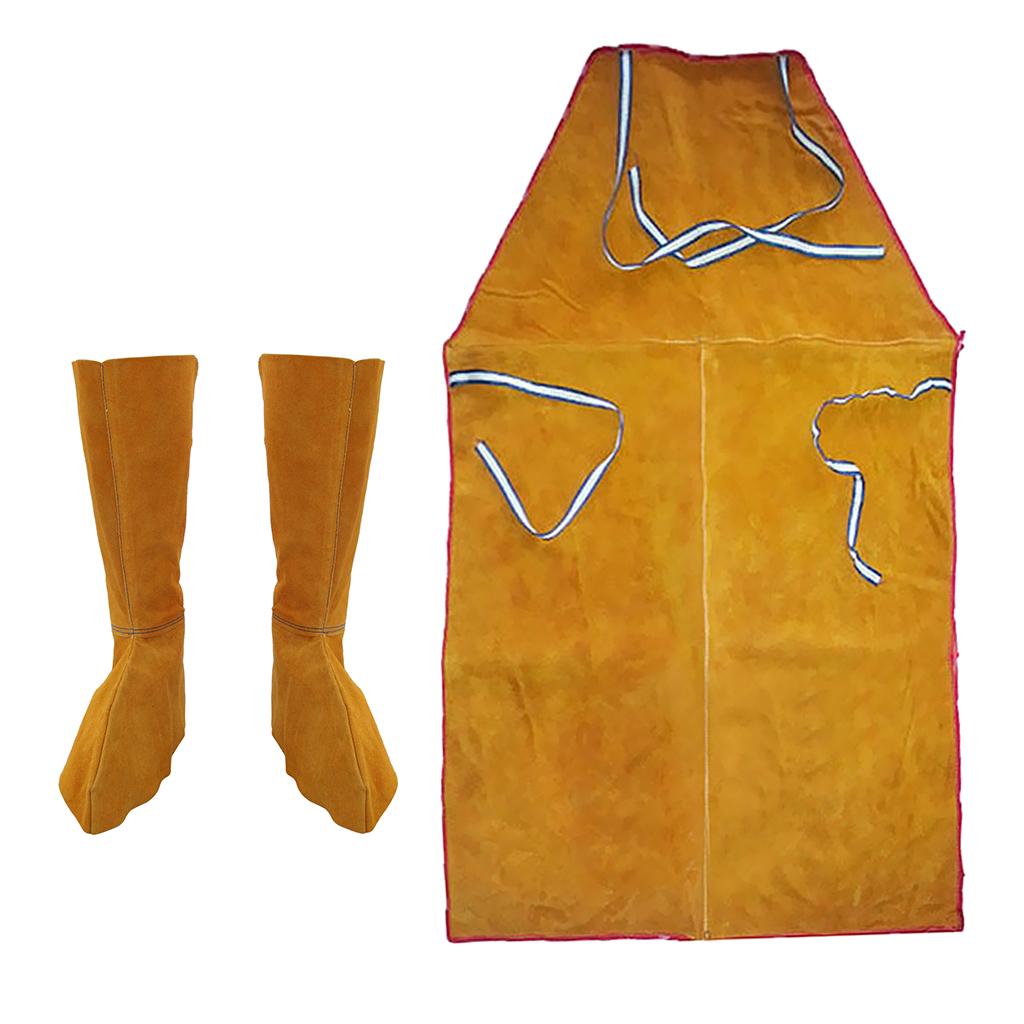 1 Pair Welding Protective Shoes Spats and 1 Peice Welding Apron