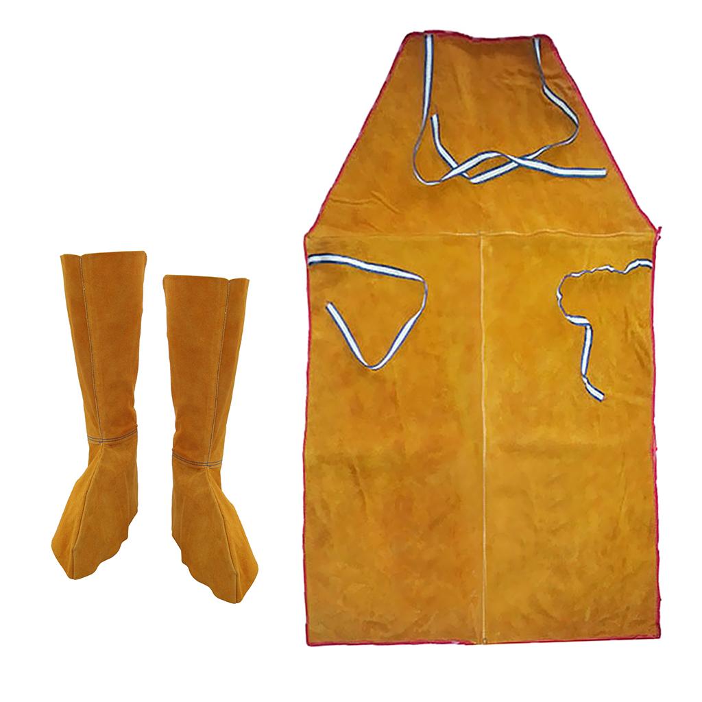 1 Pair Welding Protective Shoes Spats and 1 Peice Welding Apron