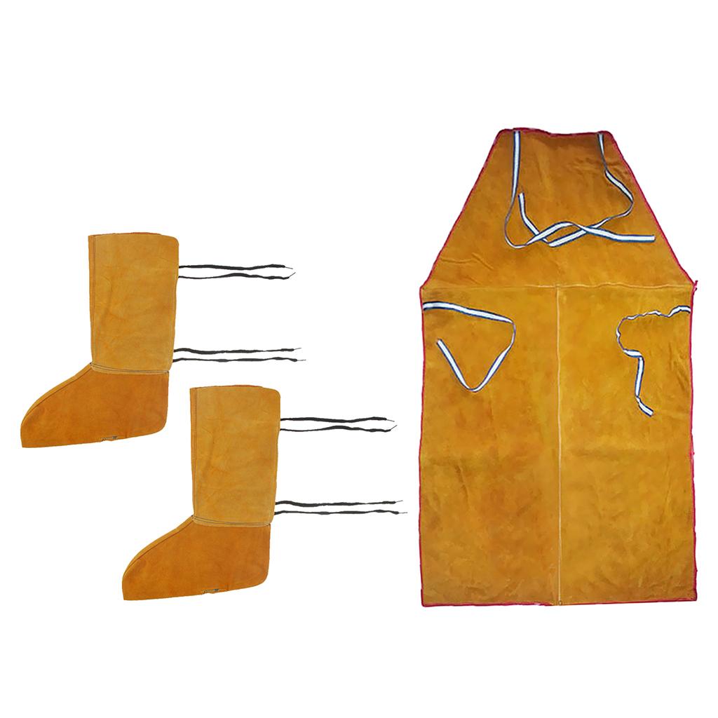1 Pair Welding Protective Shoes Spats and 1 Peice Welding Apron