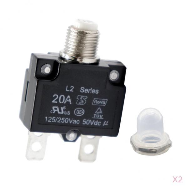 2pcs 20A Circuit Breaker Overload Protector Switch Fuse Resettable 125/250V