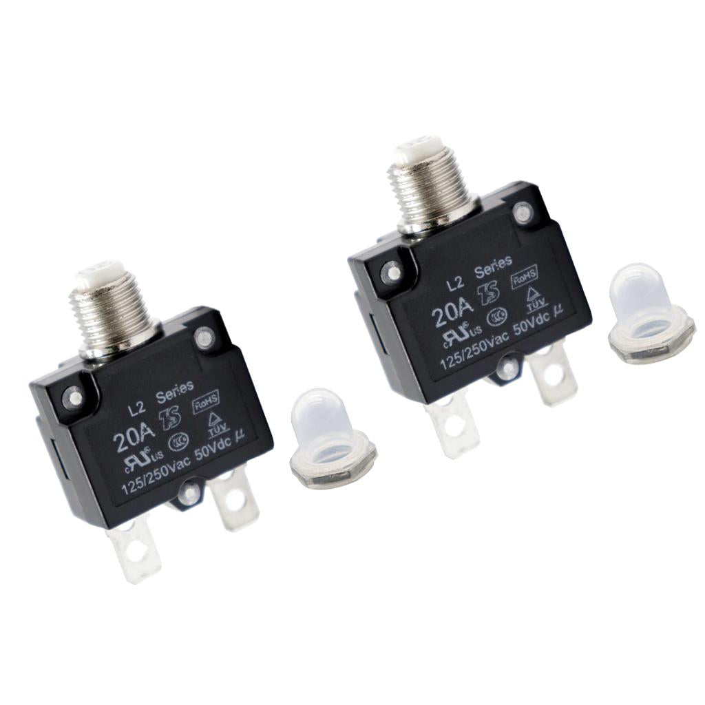 2pcs 20A Circuit Breaker Overload Protector Switch Fuse Resettable 125/250V