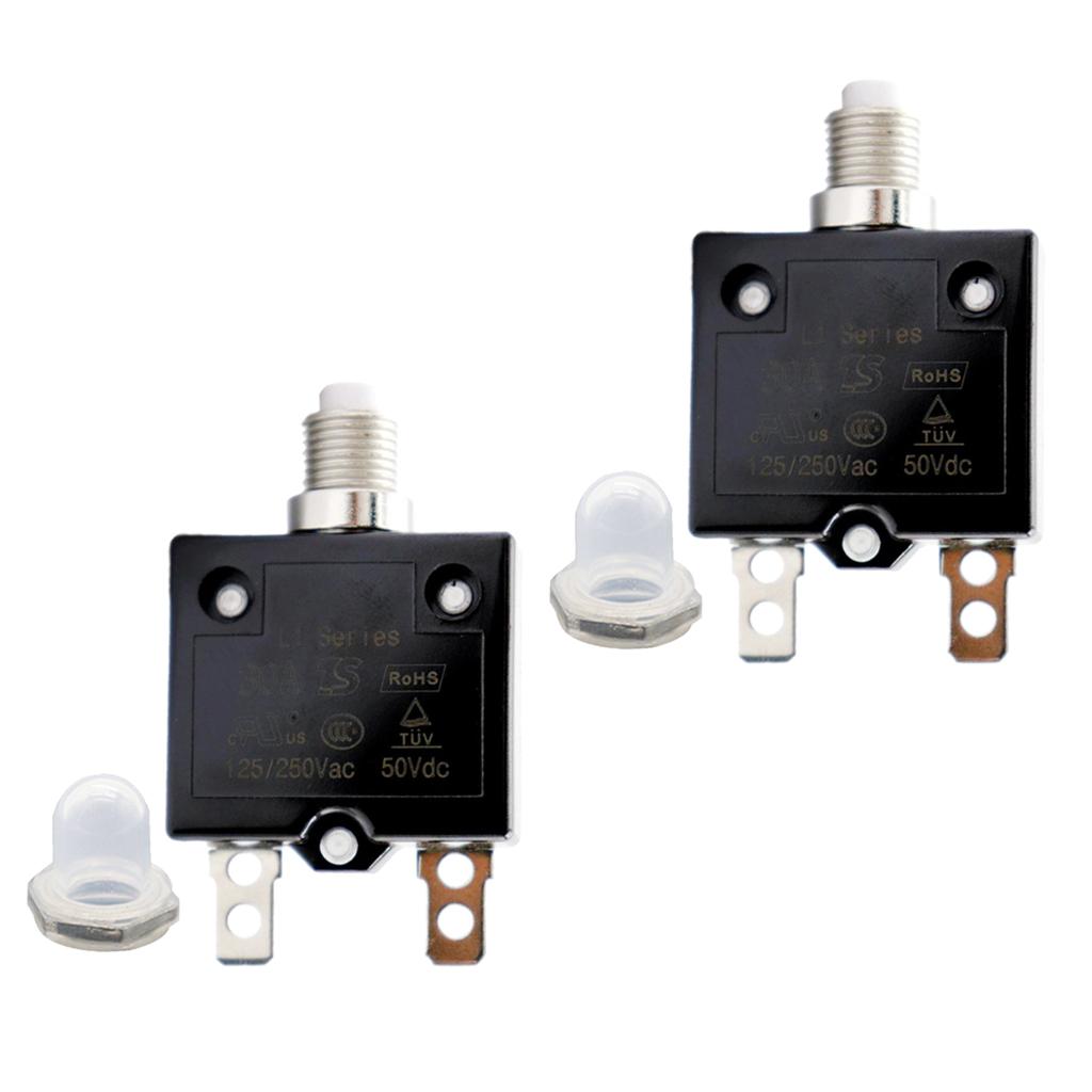 2pcs 30A Circuit Breaker Overload Protector Switch Fuse Resettable 125/250V