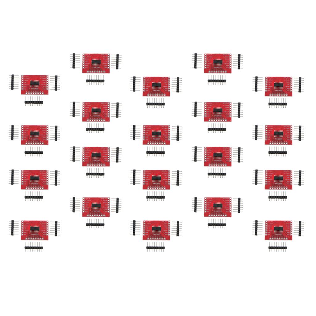 20 Pieces 74HC595 8-Bit Shift Register DIP-16 IC Breakout PCB Board