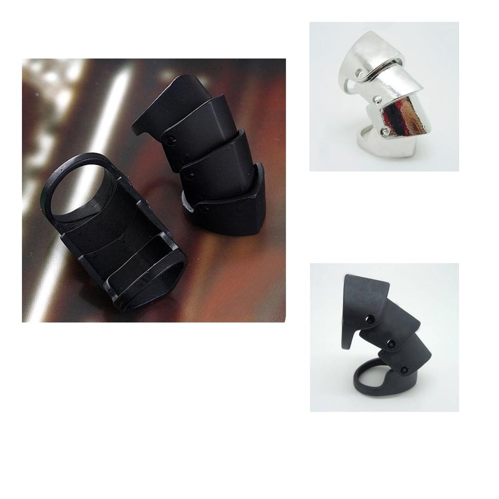 2pc Gothic Punk Rock Joint Long Armor Knuckle Silver&Black Finger Rings 18mm