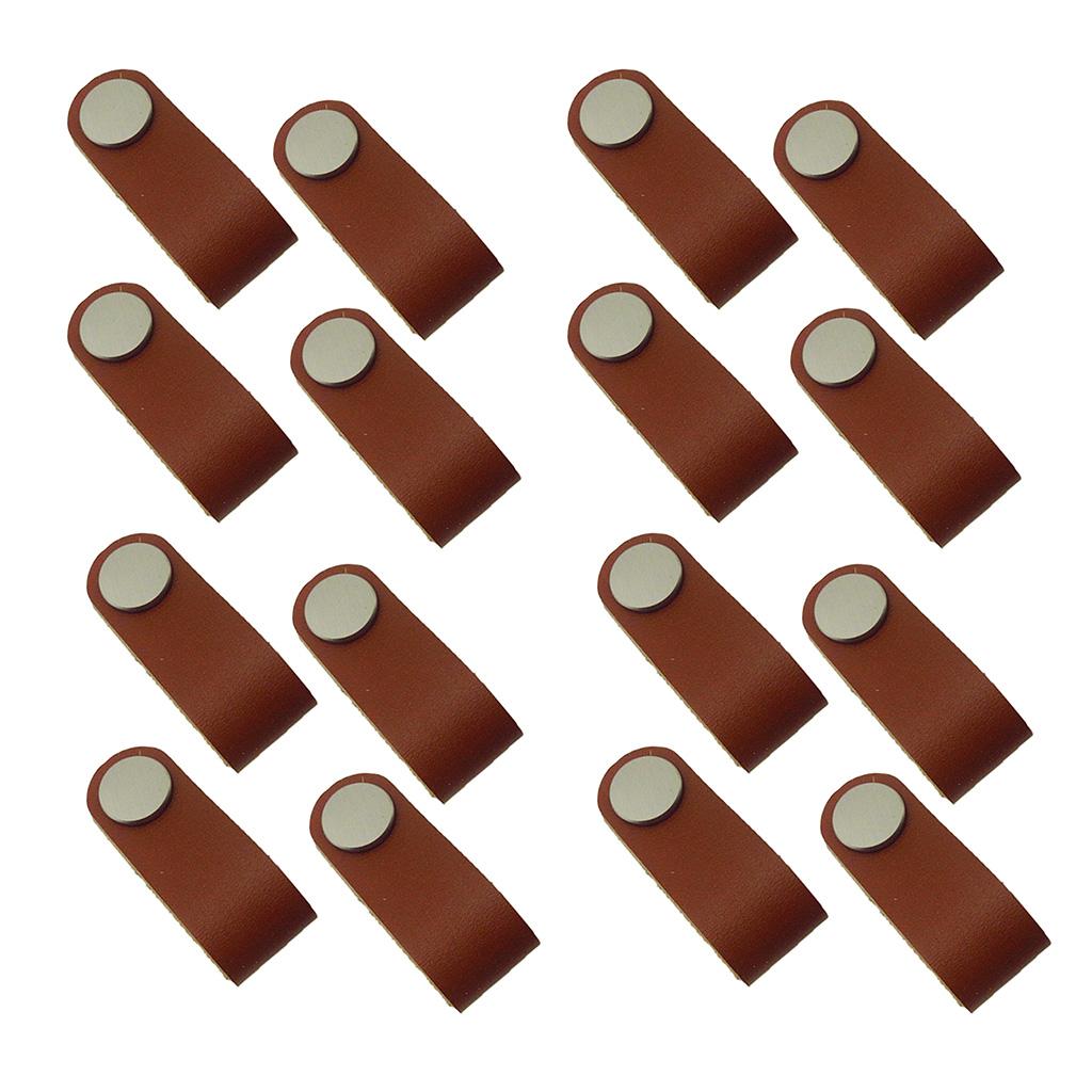 16x Handmade Leather Suitcase Handle Drawer Cabinet Leather Handle Pull Knob