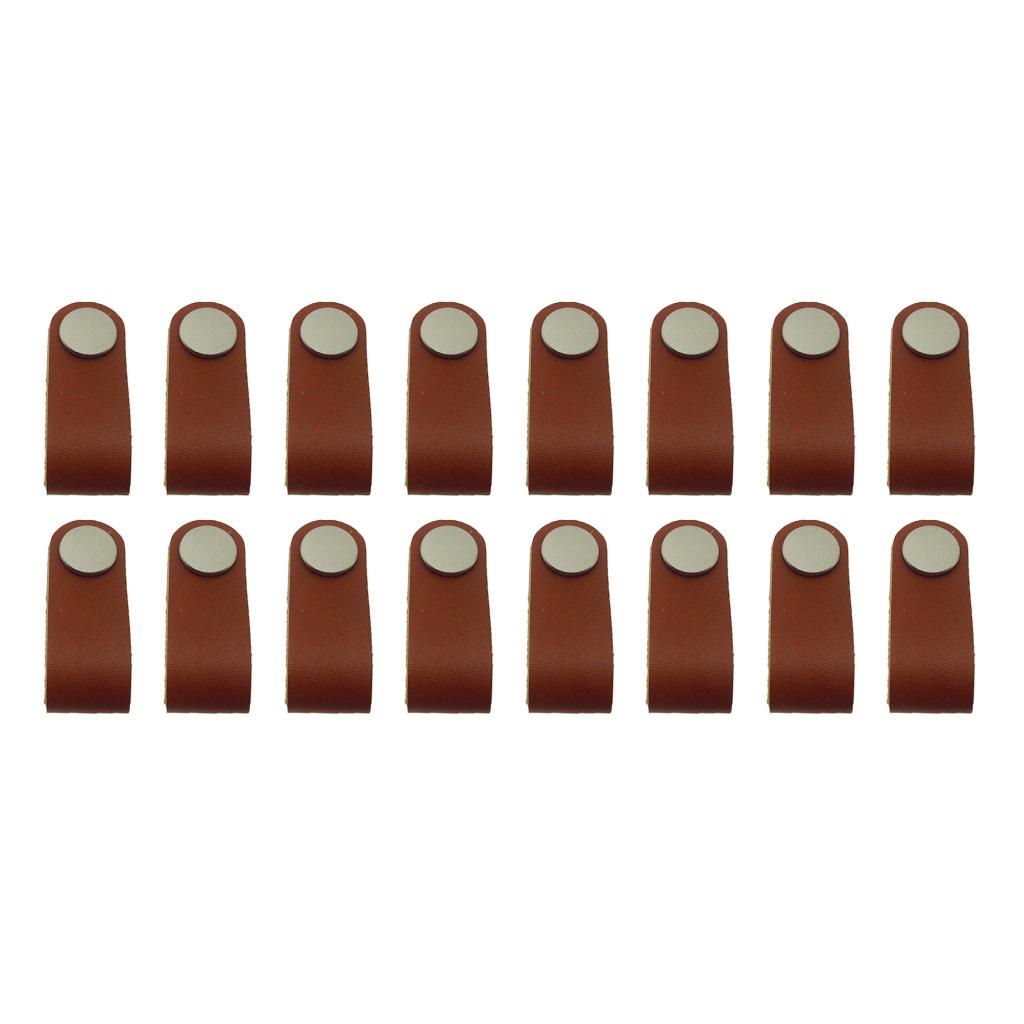 16x Handmade Leather Suitcase Handle Drawer Cabinet Leather Handle Pull Knob