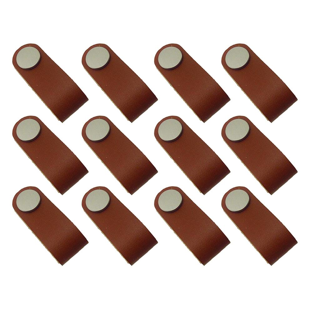 12x Handmade Leather Suitcase Handle Drawer Cabinet Leather Handle Pulls A