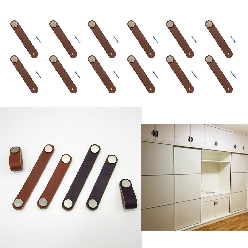 12x Handmade Leather Suitcase Handle Drawer Cabinet Leather Handle Pulls A