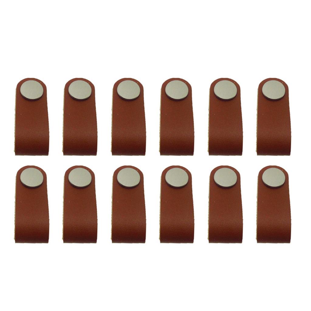 12x Handmade Leather Suitcase Handle Drawer Cabinet Leather Handle Pulls A
