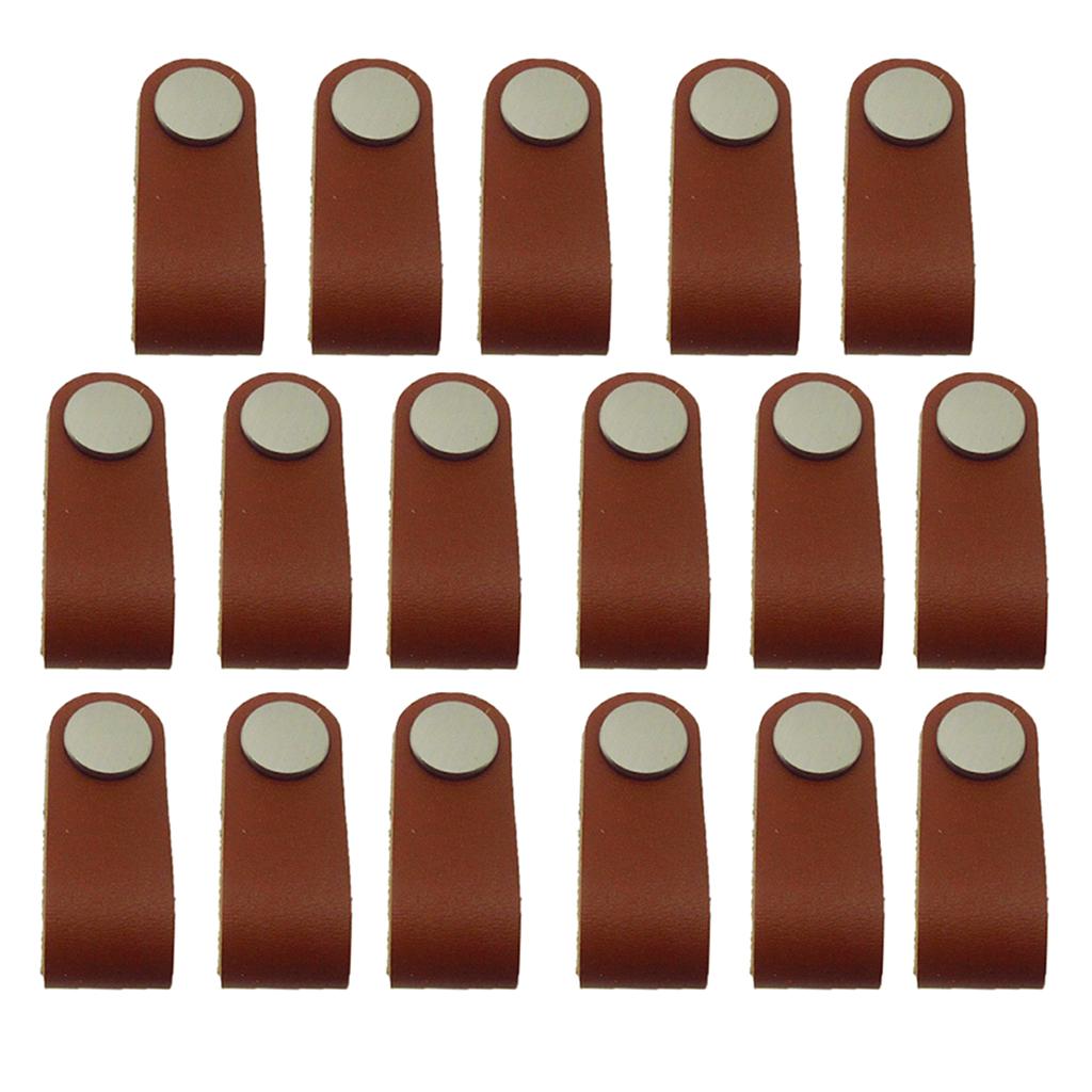 17xHandmade Leather Suitcase Handle Drawer Cabinet Leather Handle Pulls Knob
