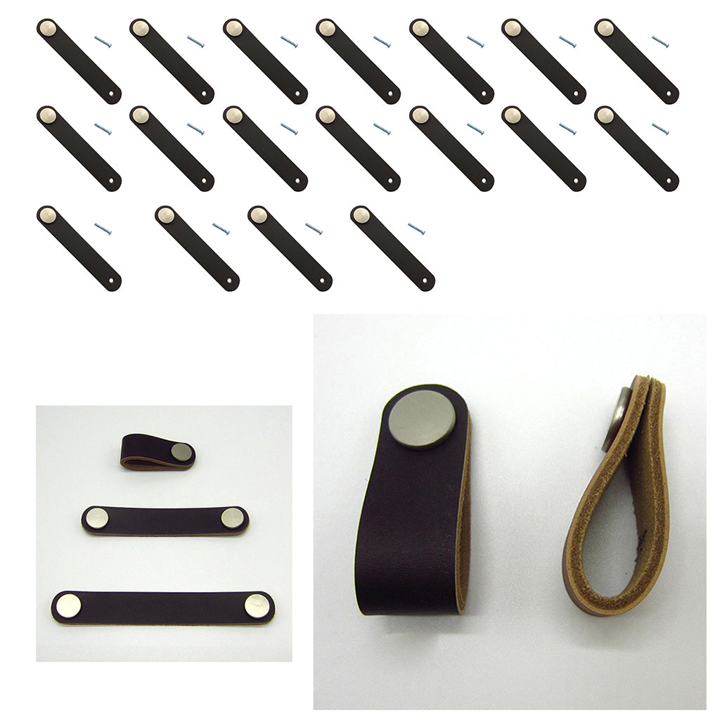 18x Handmade Leather Suitcase Handle Drawer Cabinet Leather Handle Pull Knob