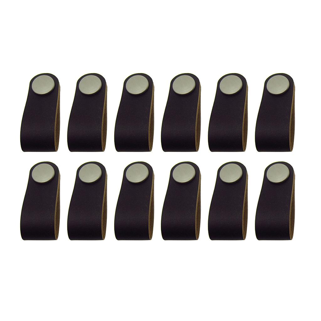 12x Handmade Leather Suitcase Handle Drawer Cabinet Leather Handle Pull Knob