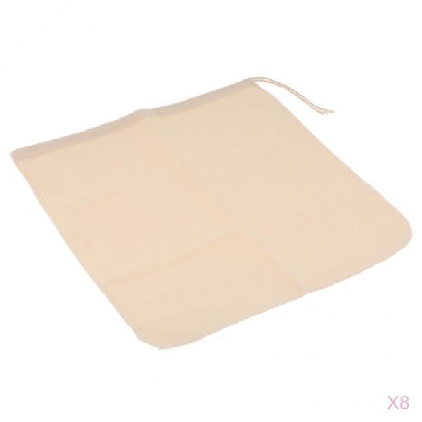 8 Pcs Milk Coffee Juice Reusable Cotton Mesh Strainer Filter Bag 30x30cm