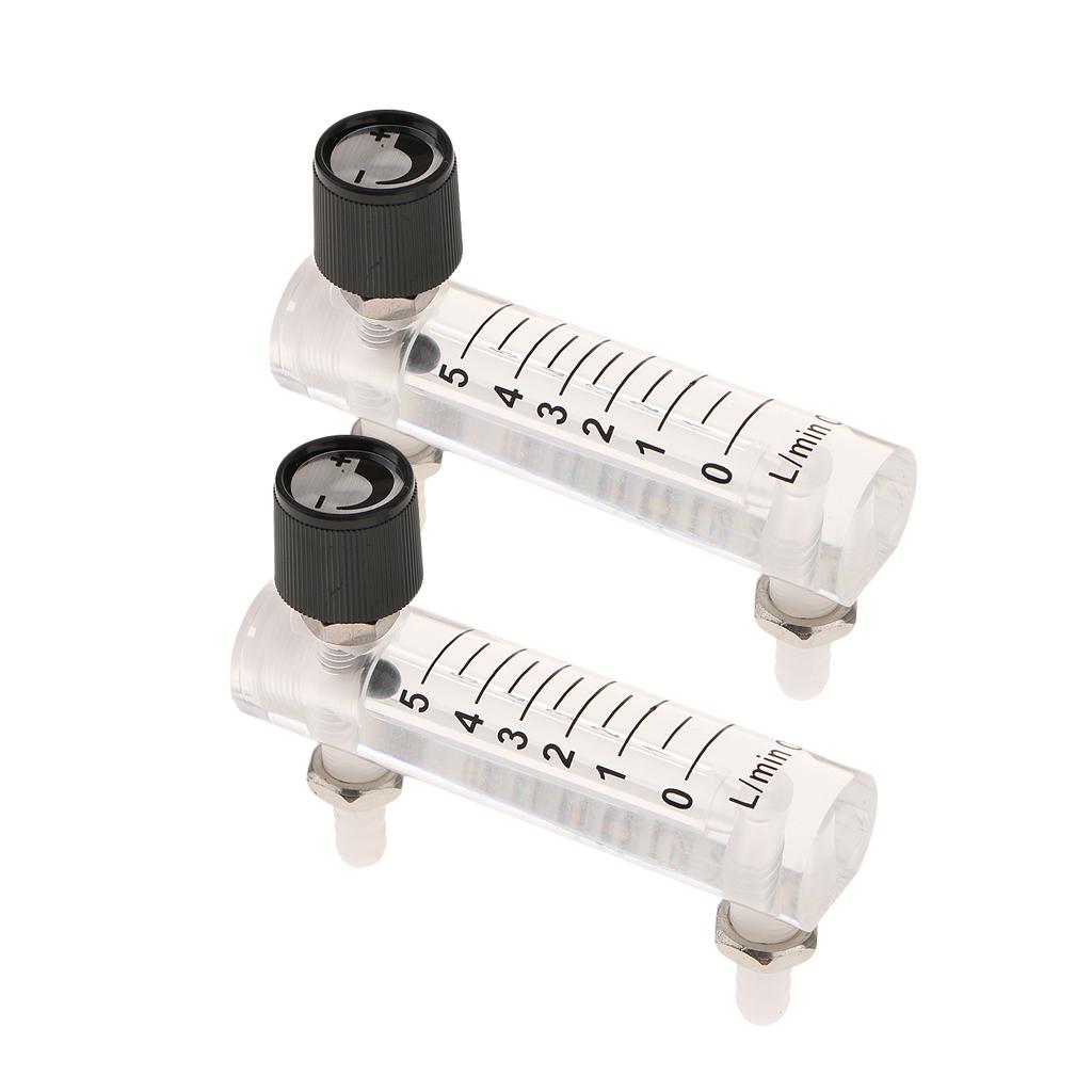 2Pcs Oxygen Flow Meter Flowmeter with Control Valve for Air 1-10LPM